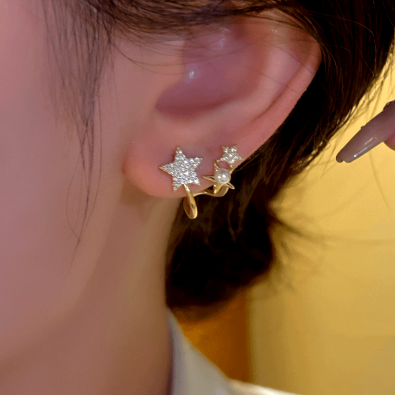 14K Gold-Plated Elegant Star Pearl Studs