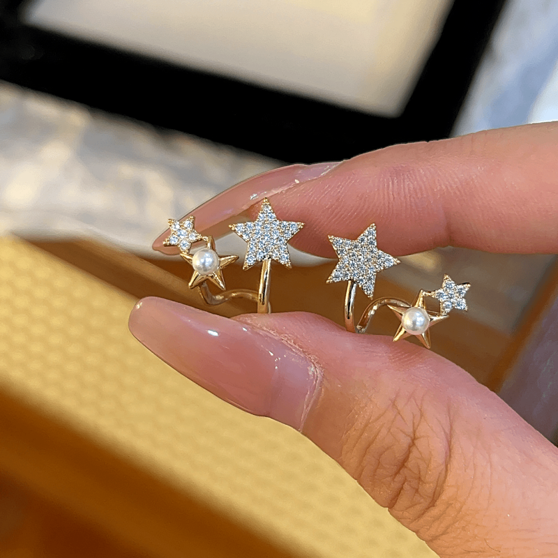 14K Gold-Plated Elegant Star Pearl Studs