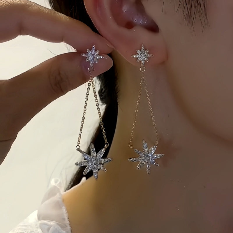 14K Gold-Plated Elegant Star Tassel Earrings