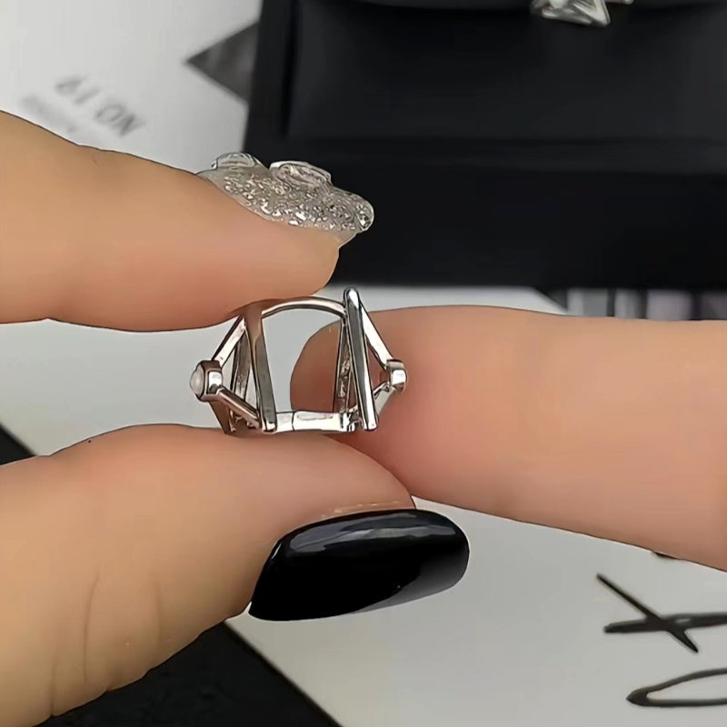 14K Gold-Plated Elegant Three-Dimensional Triangle Earrings