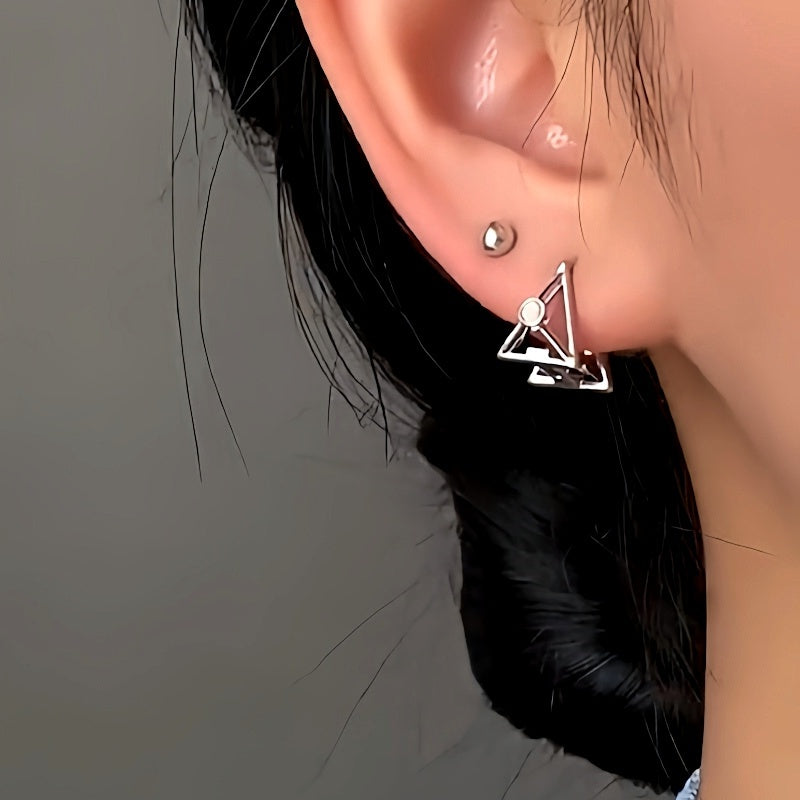 14K Gold-Plated Elegant Three-Dimensional Triangle Earrings