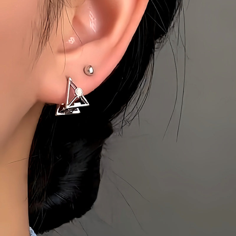 14K Gold-Plated Elegant Three-Dimensional Triangle Earrings
