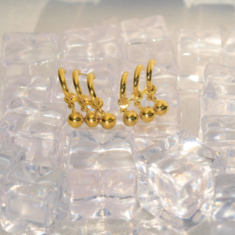 14K Gold-Plated Elegant Three-Layer Water Drop Earrings