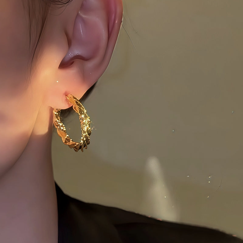 14K Gold-Plated Elegant Twisted Hoop Earrings