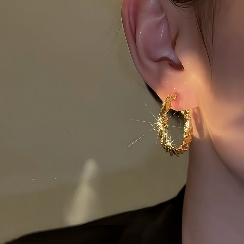 14K Gold-Plated Elegant Twisted Hoop Earrings