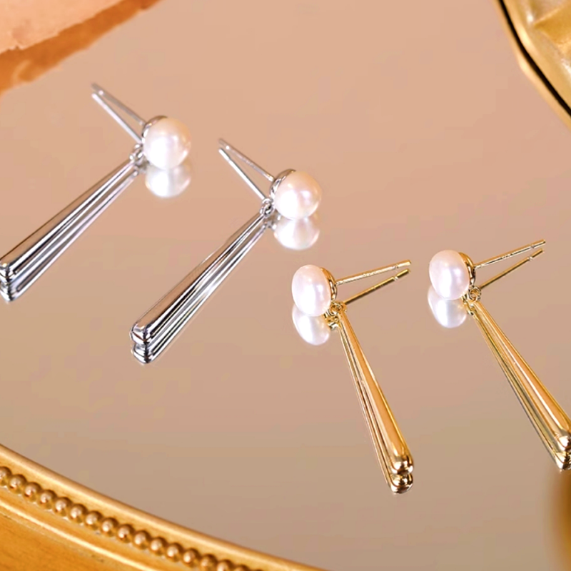 14K Gold-Plated Elegant Water Drop Pearl Earrings