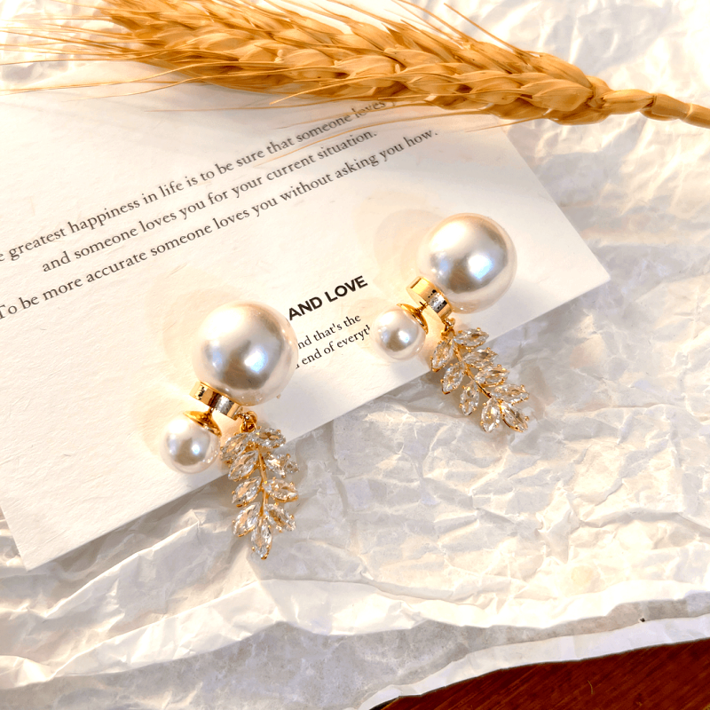 14K Gold-Plated Elegant Wheat Ear Pearl Earrings