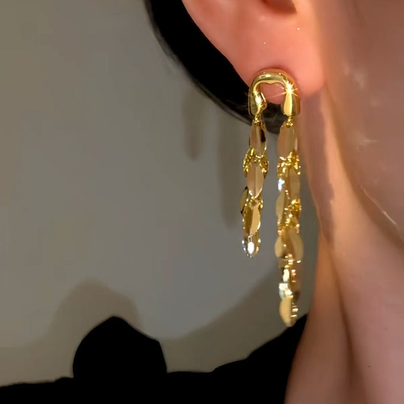 14K Gold-Plated Elegant Wheat Tassel Earrings