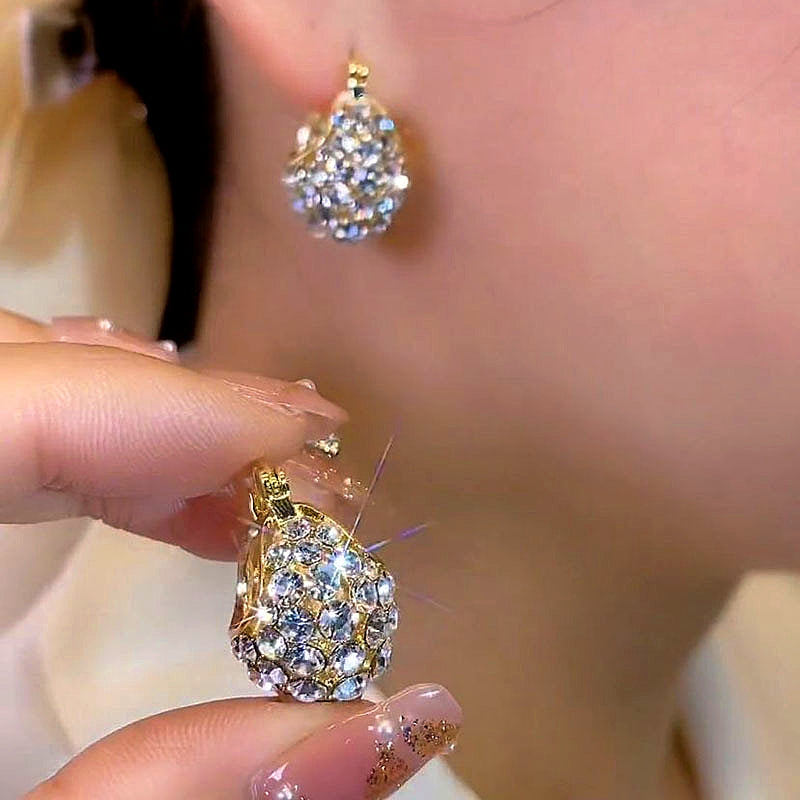 14K Gold-Plated Elegant Zircon Basket Earrings