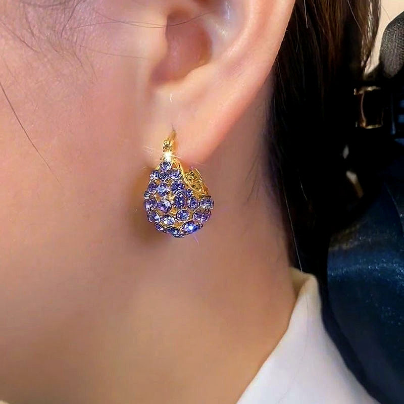 14K Gold-Plated Elegant Zircon Basket Earrings