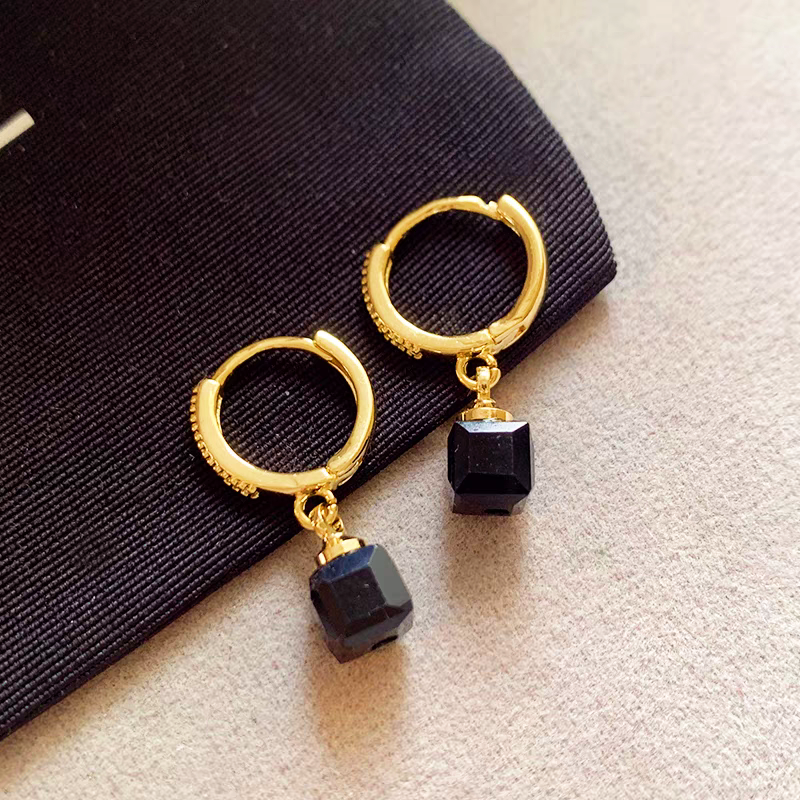 14K Gold-Plated Elegant Zircon Cube Earrings