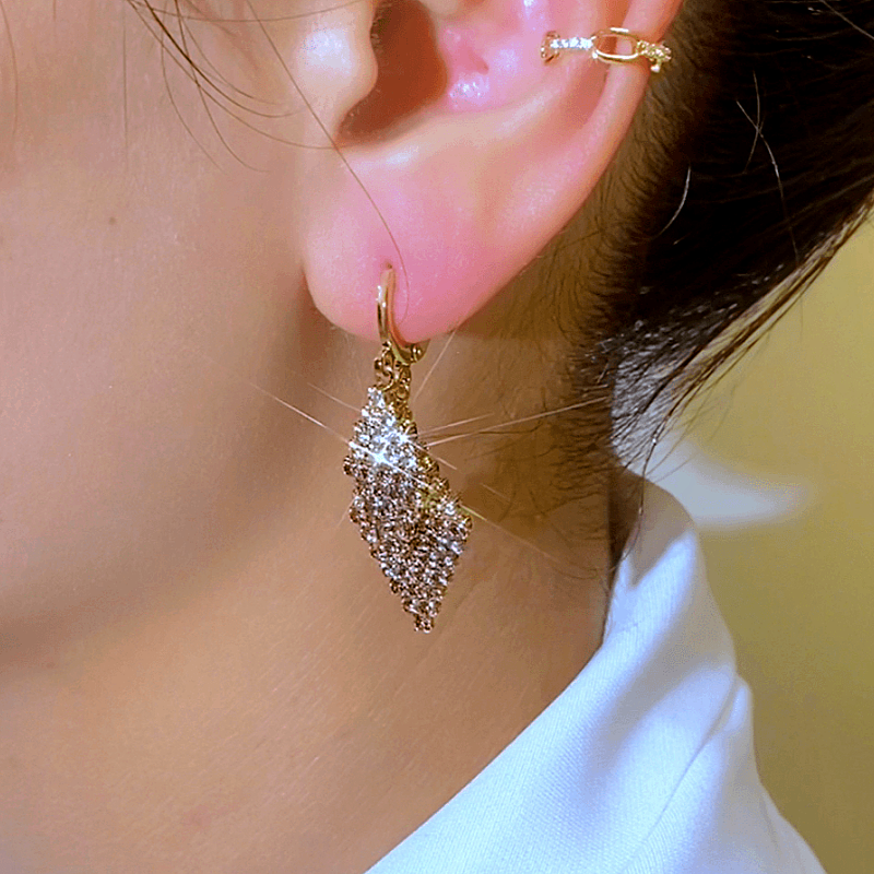 14K Gold-Plated Elegant Zircon Diamond Earrings
