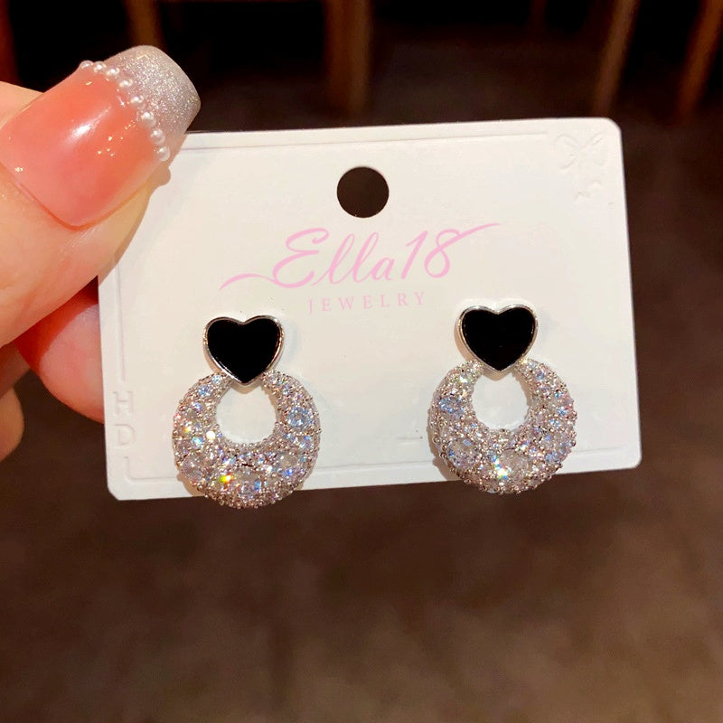 14K Gold-Plated Elegant Zircon Heart Earrings