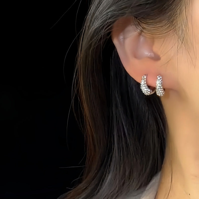 14K Gold-Plated Elegant Zircon Hoop Earrings