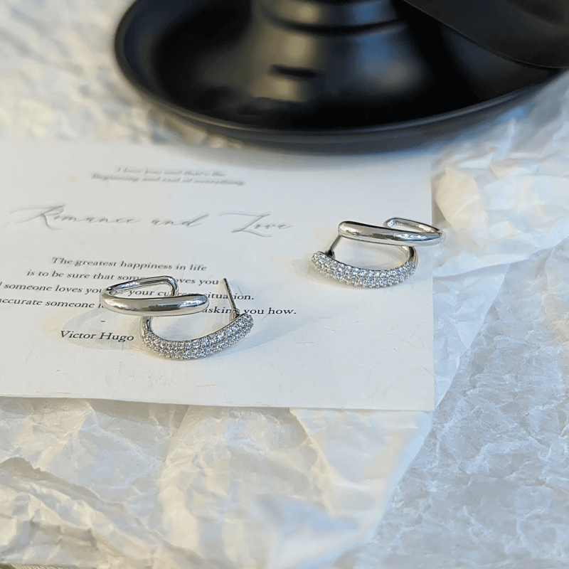14K Gold-Plated Elegant Zircon Irregular Earrings