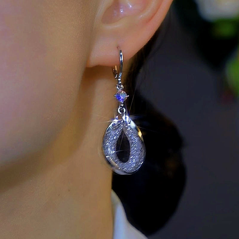 14K Gold-Plated Elegant Zircon Mesh Water Drop Earrings