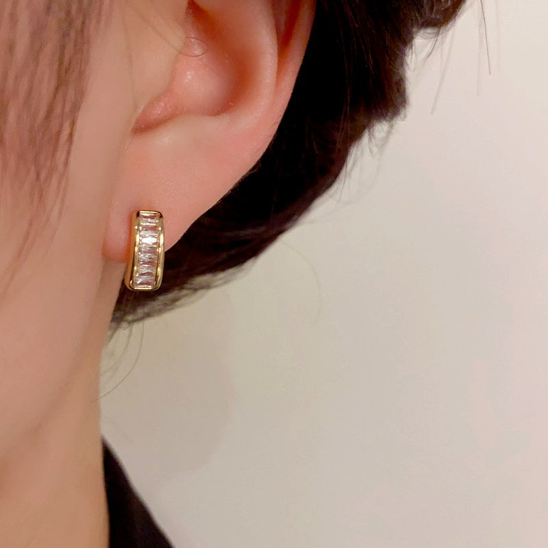 14K Gold-Plated Elegant Zircon Pearl Earrings