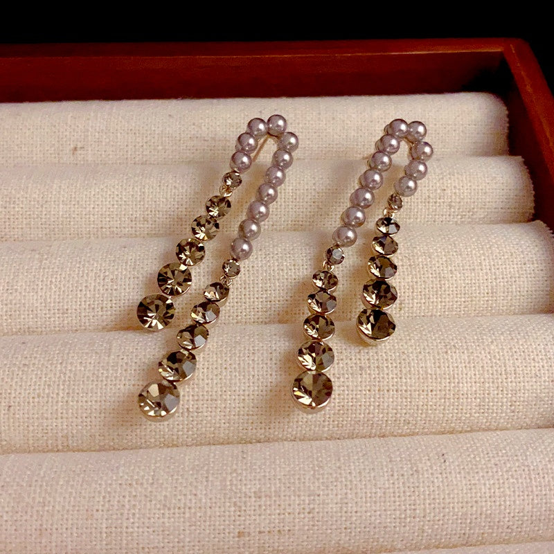 14K Gold-Plated Elegant Zircon Pearl Earrings