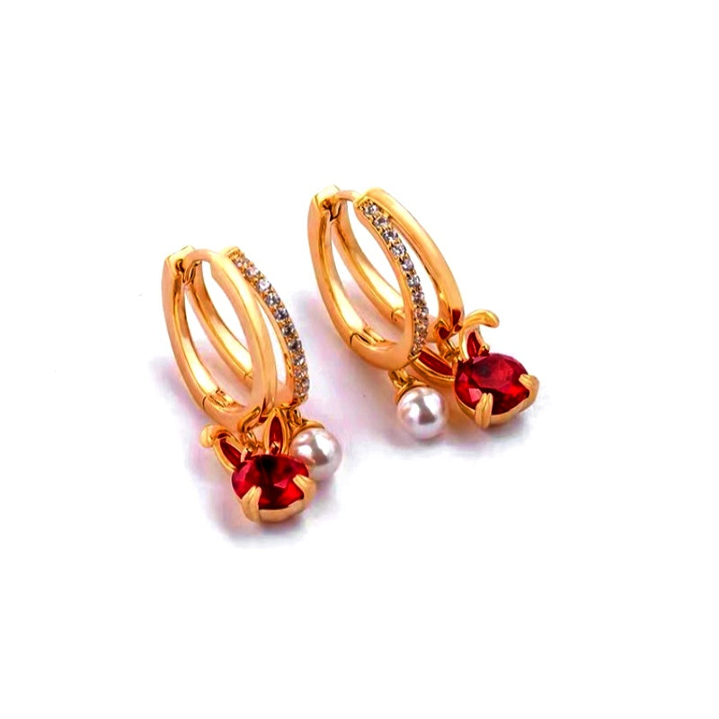 14K Gold-Plated Elegant Zircon Rabbit Earrings