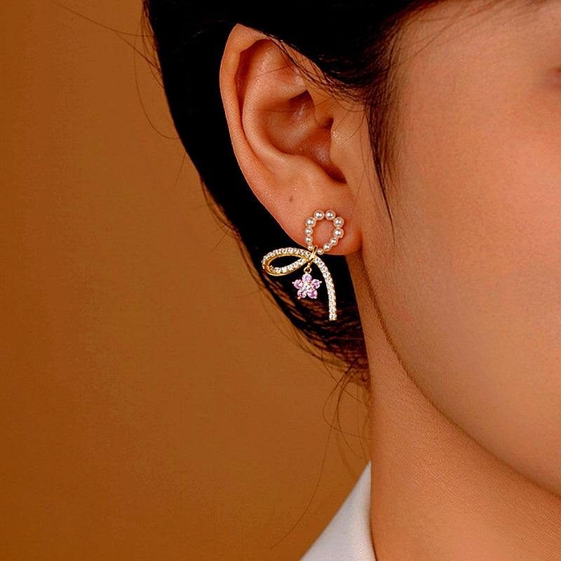 14K Gold-Plated Elegant Zircon Star Irregular Pearl Earrings