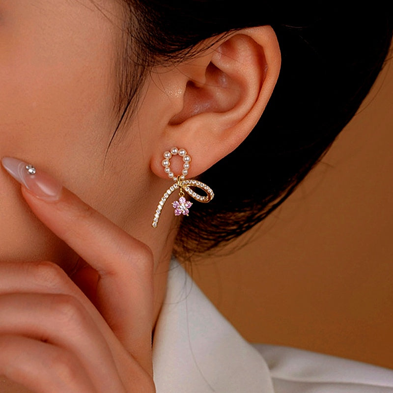 14K Gold-Plated Elegant Zircon Star Irregular Pearl Earrings