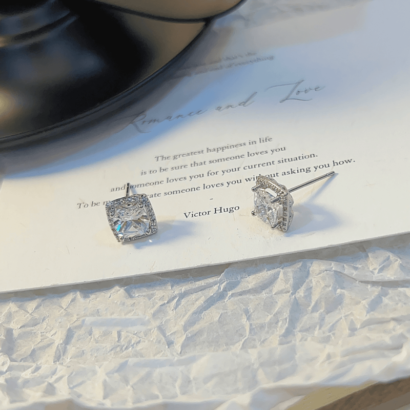 14K Gold-Plated Elegant Zircon Stud Earrings