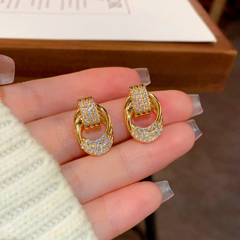 14K Gold-Plated Elegant Zircon Twisted Earrings