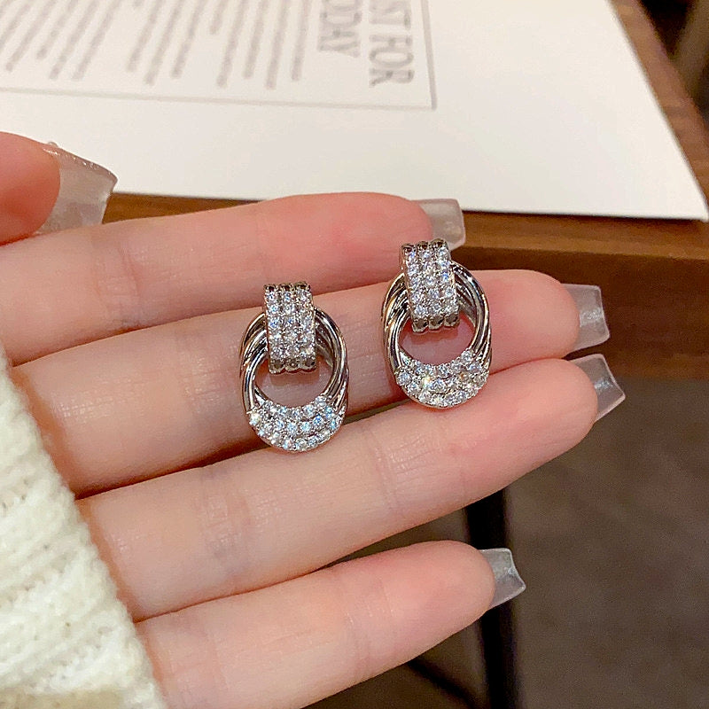 14K Gold-Plated Elegant Zircon Twisted Earrings