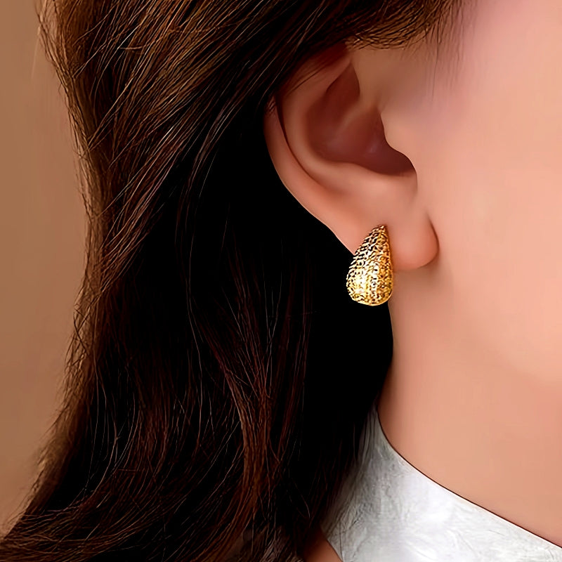 14K Gold-Plated Elegant Zircon Water Drop Earrings