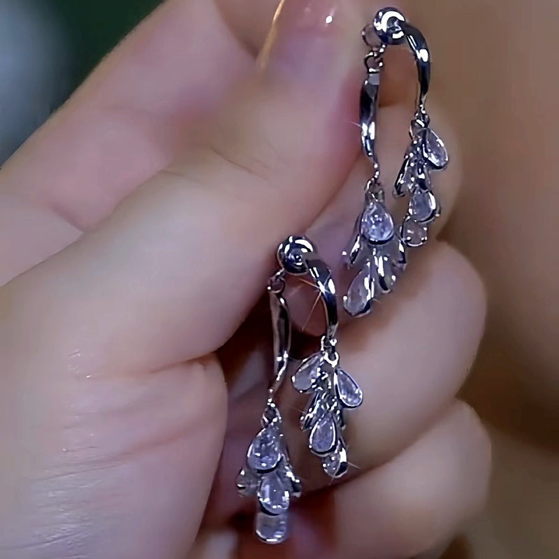 14K Gold-Plated Elegant Zircon Wheat Earrings