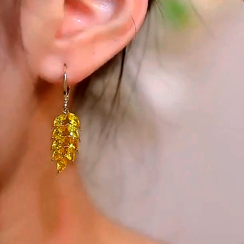 14K Gold-Plated Elegant Zircon Wheat Earrings