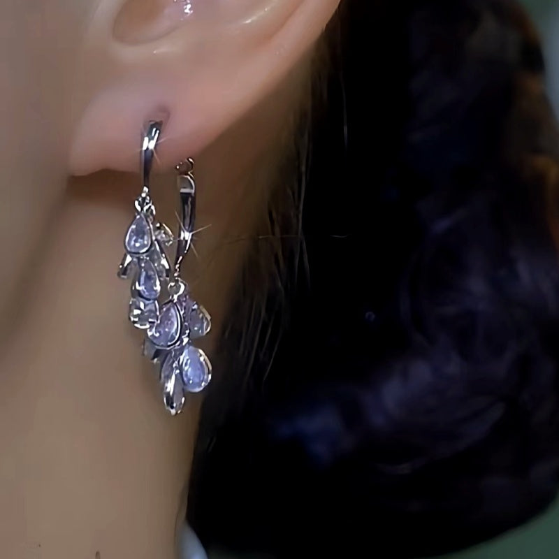 14K Gold-Plated Elegant Zircon Wheat Earrings