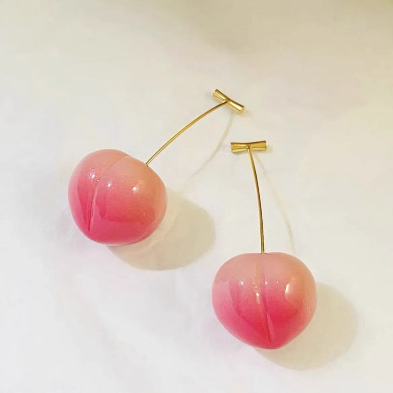 14K Gold-Plated Elegant peach pink fruit Earrings