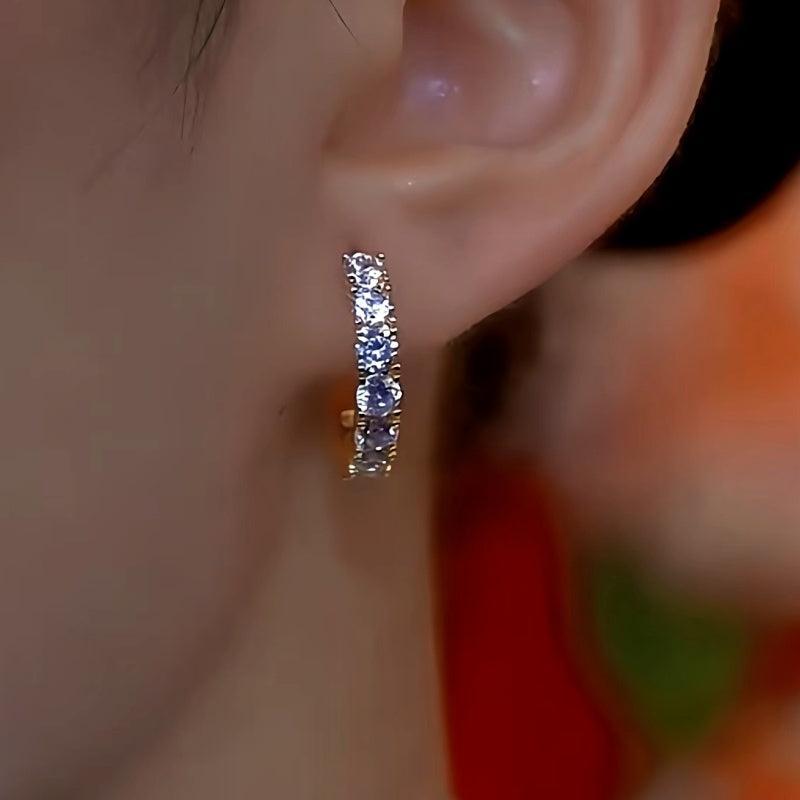 14K Gold-Plated Exquisite Hot Style Zircon Hoop Earrings
