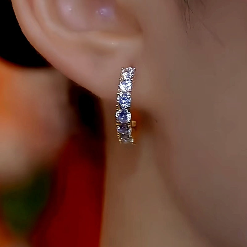 14K Gold-Plated Exquisite Hot Style Zircon Hoop Earrings