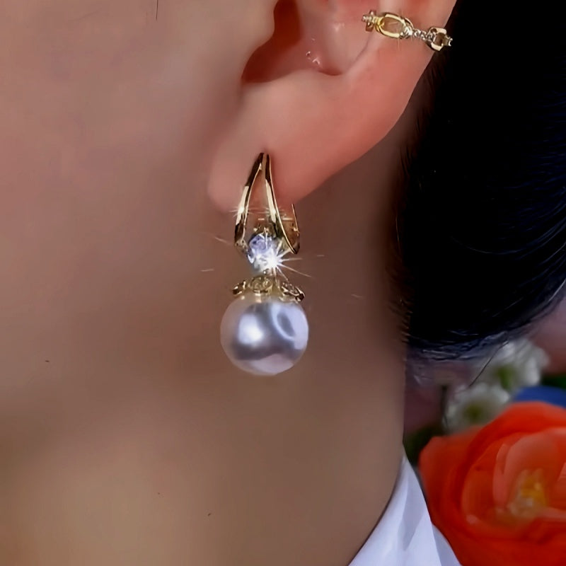 14K Gold-Plated Exquisite Pearl Earrings
