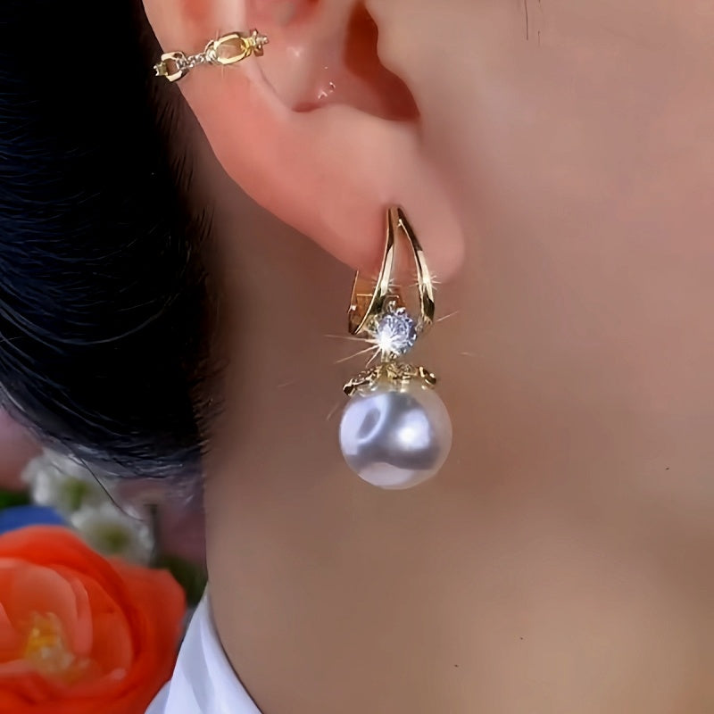 14K Gold-Plated Exquisite Pearl Earrings