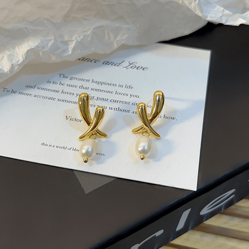 14K Gold-Plated Exquisite Simple Bead Drop Earrings