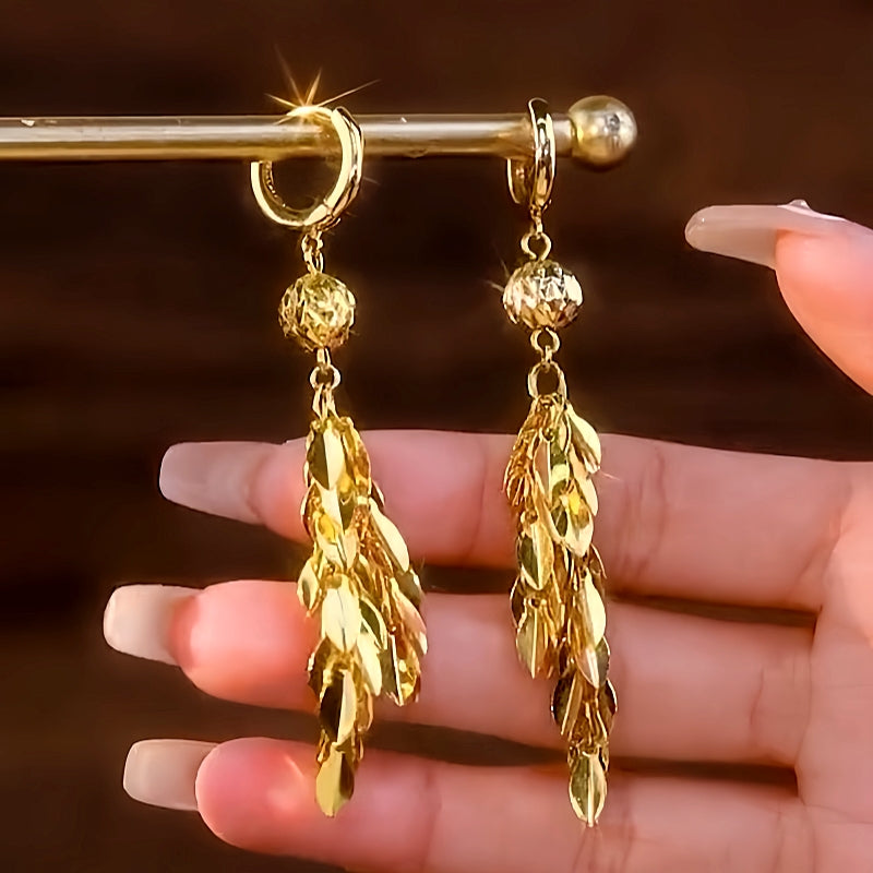 14K Gold-Plated Exquisite Wheat Tassel Earrings