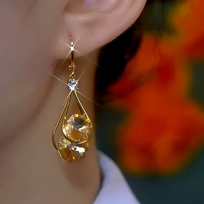 14K Gold-Plated Exquisite Zircon Water Drop Earrings