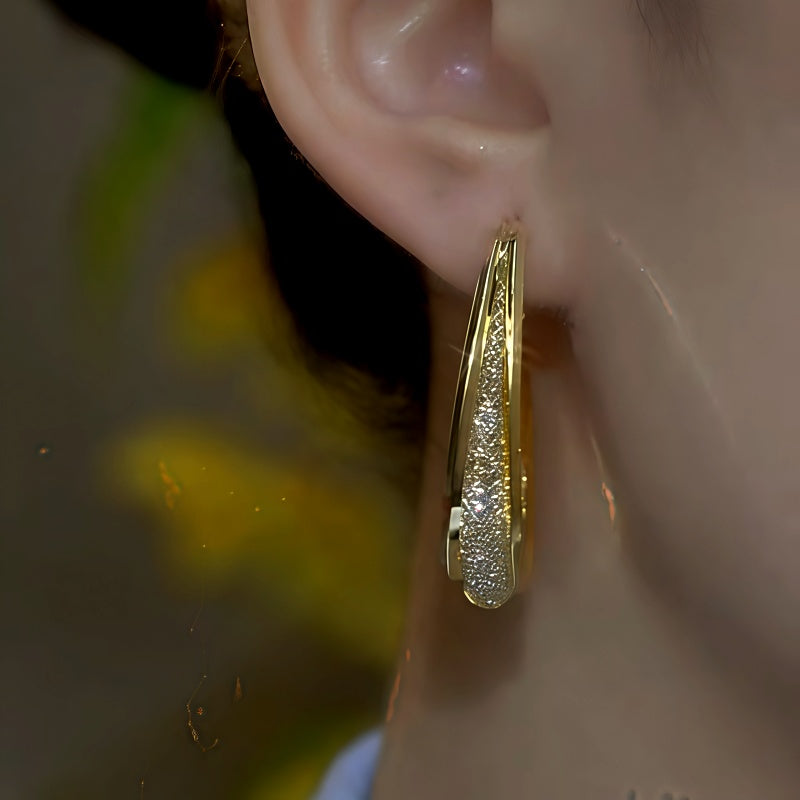 14K Gold-Plated Face Look Thin Mesh Oval Hoop Earrings