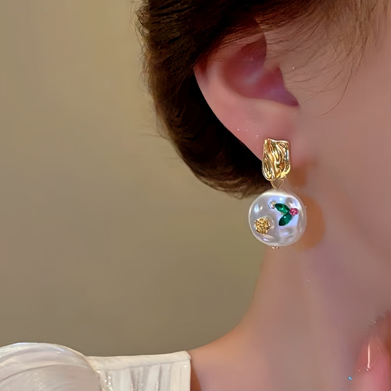 14K Gold-Plated Flower Baroque Pearl Earrings