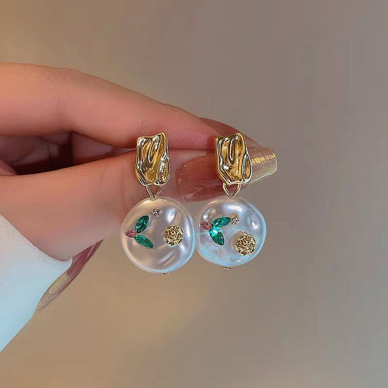 14K Gold-Plated Flower Baroque Pearl Earrings