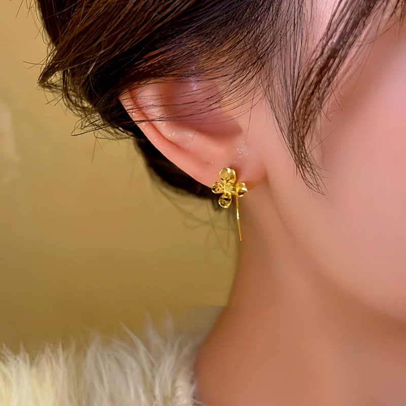 14K Gold-Plated Flower Ear Hook Earrings