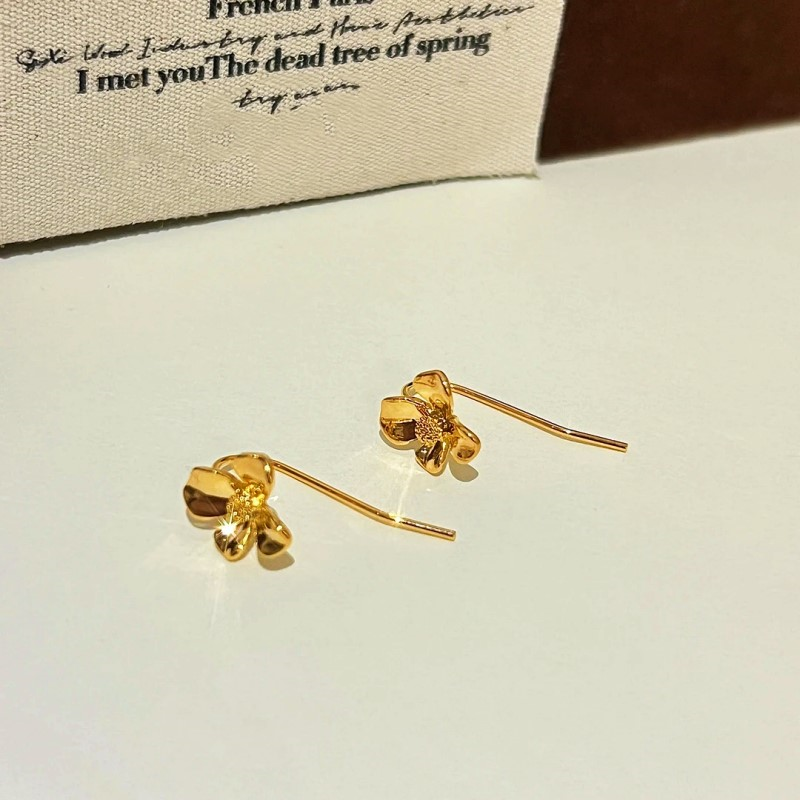 14K Gold-Plated Flower Ear Hook Earrings