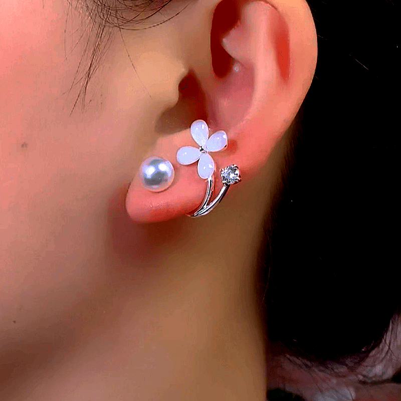 14K Gold-Plated Flower Pearl Earrings