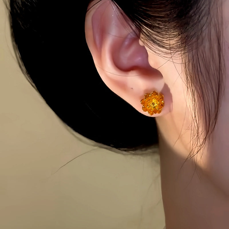 14K Gold-Plated Flower Pearl Earrings