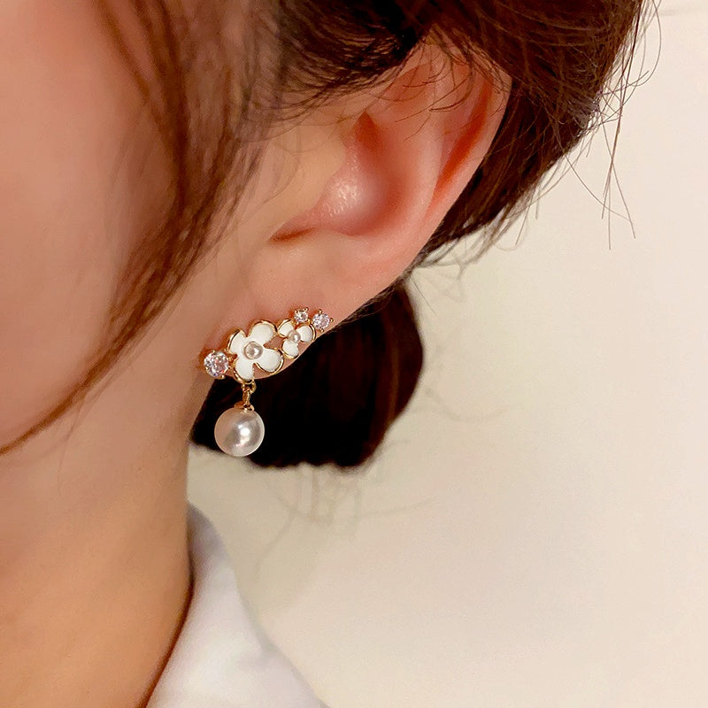 14K Gold-Plated Flower Pearl Earrings