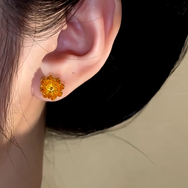 14K Gold-Plated Flower Pearl Earrings