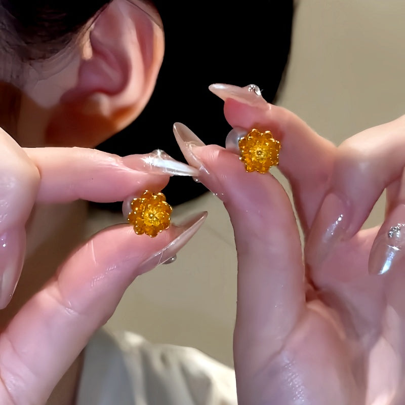 14K Gold-Plated Flower Pearl Earrings